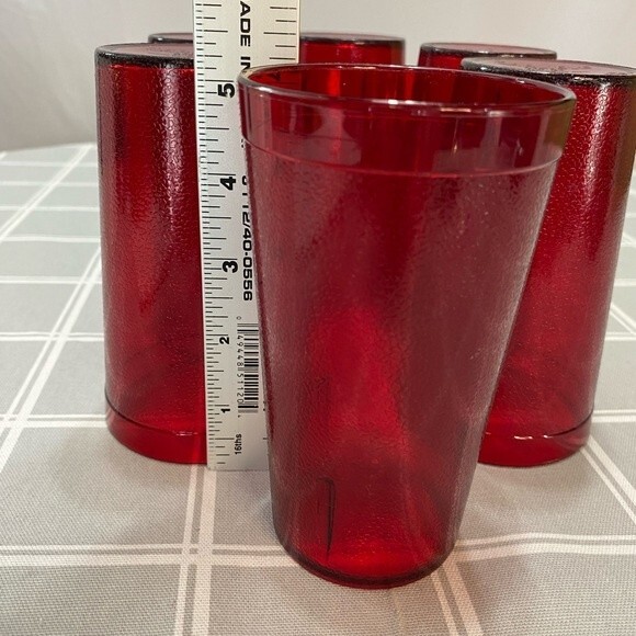 Carlisle Durable Ruby Red Nesting Tumblers Pebble Finish Diner Style Drink Glass - Picture 8 of 9